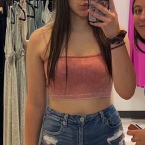 Aeropostale Pink and Blue Sleeveless Crop Tank Top
